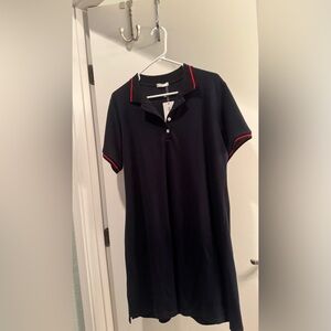 Navy Polo Shirt Dress with Red Trim Activewear